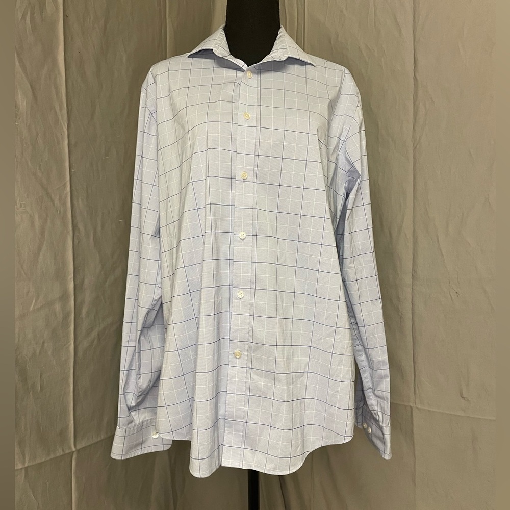 Tommy Hilfiger THFlex Collar Athletic FitLight Blue Plaid Dress Shirt